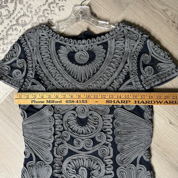 JS Collections Short Sleeve Mesh Cocktail Dress Size 12 Soutache Sheer Cocktail - Picture 10 of 15